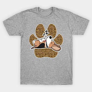 BEAGLE STICKERS CUTE PAW PRINT SLEEPING DOG DESIGN T-Shirt